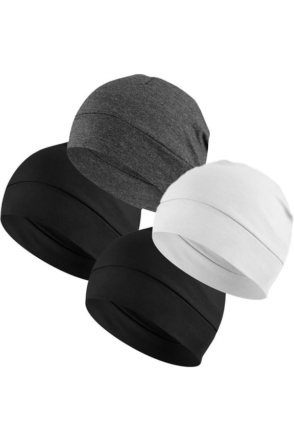 2Pcs/4Pcs Cotton Skull Caps for Men Women, Lightweight Beanie Sleep Hats Breathable Helmet Liner