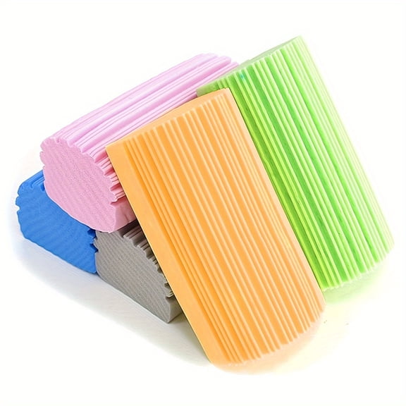 2Pcs/4Pcs Damp Clean Duster Sponge,Reusable Magic Dusting Sponge Brush for Cleaning Blinds, Glass, Baseboards,Vents,Railings,Mirrors,Window Track Grooves and Faucets,Color By Random