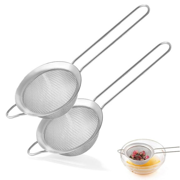2Pcs/4Pcs Fine Mesh Strainers for Kitchen, Stainless Steel Metal Hand Small Mini Sieve Strainer, Cocktail Strainer Tea Coffee Juice Strainer，Food Strainer with Handlle