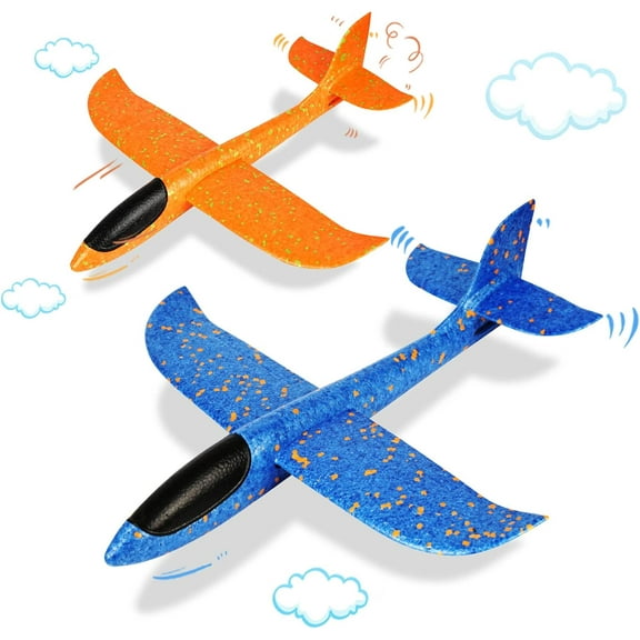 2Pcs/4Pcs Foam Airplanes, Foam Glider Plane 17.5" - Large Throwing Glider Airplane Toy with 2 Flight Mode Flying,Outdoor Sports Toys for 3-12 Years Old