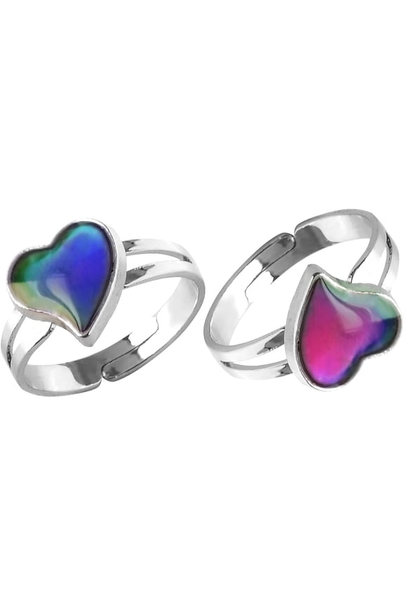 2Pcs/4Pcs Mood Ring Heart Shaped Changing Color Emotion Feeling Finger Ring