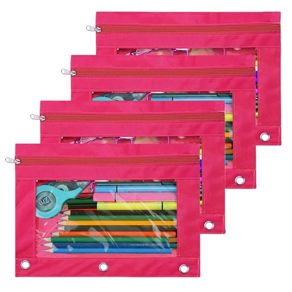 2Pcs/4Pcs Pencil Pouch 3 Ring, Zipper Pencil Pouches Case Binder Cosmetic Bag