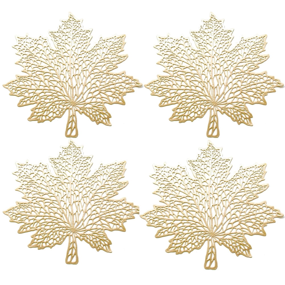 2Pcs/4Pcs Pressed Vinyl Metallic Fall Placemats for Dining Table