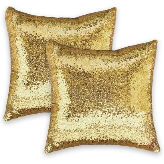 2Pcs/4Pcs Sequin Pillow Covers Shiny and Luxurious Home Decorative Glitter Sequins Solid Cushion Decor Square Accent Sparkle Pillow Covers for Couch Bed Party Wedding,16x16inch/18x18inch