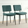thumbnail image 1 of 2Pcs 4Pcs/Set Modern Turquoise Simple Dining Chair Fabric Upholstered Chairs Home Bedroom Stool Back Dressing Chair Black Metal Legs(set Of 2), 1 of 11