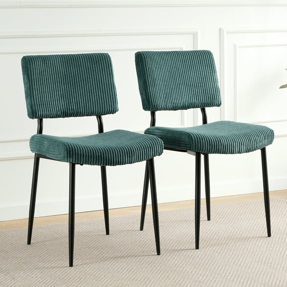 2Pcs 4Pcs/Set Modern Turquoise Simple Dining Chair Fabric Upholstered Chairs Home Bedroom Stool Back Dressing Chair Black Metal Legs(set Of 2)