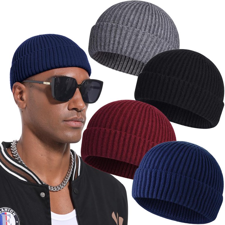 2Pcs/4Pcs Unisex Wool Short Fisherman Beanie for Men Women  display picture 3