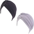 thumbnail image 1 of 2Pcs/4Pcs Women's Cotton Turban Head Wrap Cancer Chemo Beanies Cap Headwear Cap Bonnet Hair Loss Hat, 1 of 9