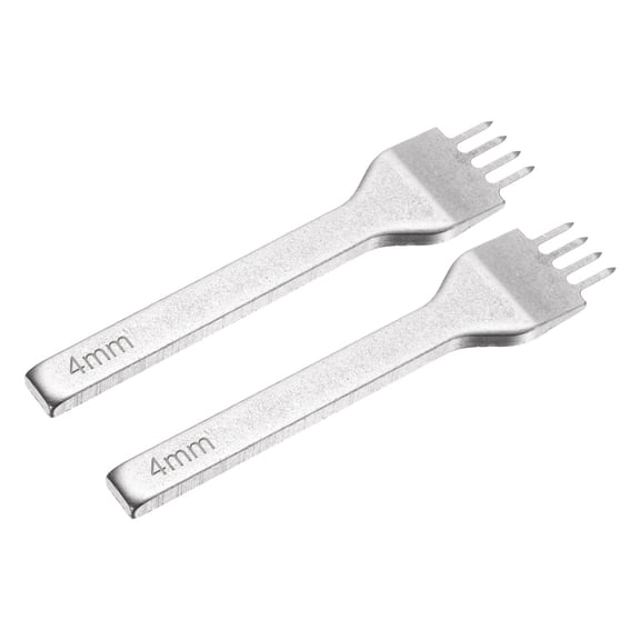 2Pcs 4mm 4 Prong Leather Hole Stitching Punch Tool for Hand Sewing, White