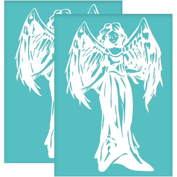 2Pcs 5.5x7.7 Inch Angel Self-Adhesive Silk Screen Printing Stencil Religion Theme Silk Screen Stencil Wing Reusable Mesh Stencils Transfer for DIY T-Shirt Fabric Painting DIY