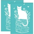 thumbnail image 1 of 2Pcs 5.5x7.7 Inch Cat Self-Adhesive Silk Screen Printing Stencil Cat on Book Silk Screen Stencil Flower Cat Reusable Mesh Stencils, 1 of 9