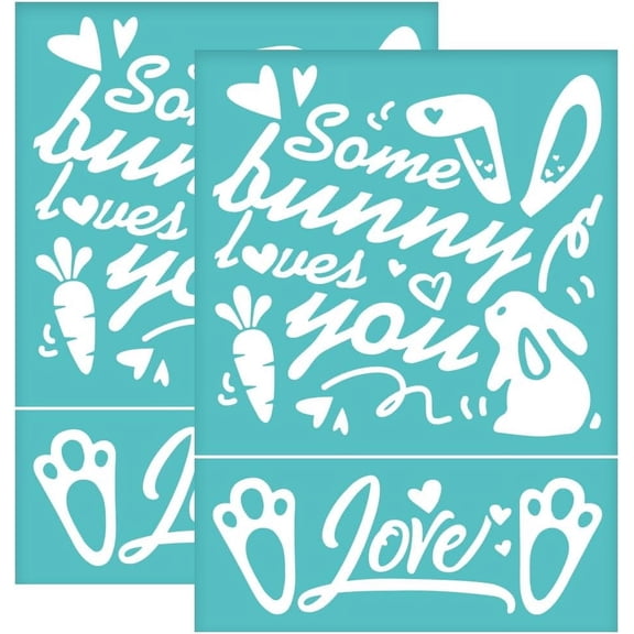 2Pcs 5.5x7.7 Inch Easter Self-Adhesive Silk Screen Printing Stencil Some Bunny Loves You Silk Screen Stencil Rabbit Mesh Stencils Transfer for DIY T-Shirt Fabric Painting