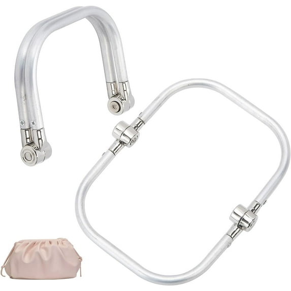 DIY 2Pcs 5" Aluminum Purse Frame Rectangle Kiss Lock Clasp Bag Frame U Shaped Bag Frame Internal Tubular Frame 5.8x5.1x1.9inch Mixed Color DIY