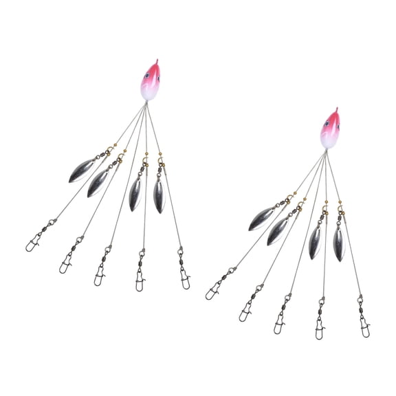 2Pcs 5 Arm Rigs Head Swimming Baits Fishing Group Lures Snapping Swivels Spinner Fishing Lures Rigs For Long Terms Use