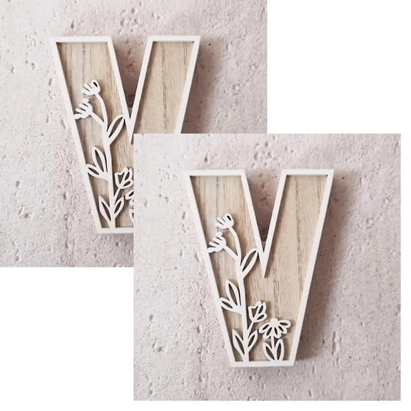 2Pcs 5 Inch 26 Letter for Wall Decoration Flowers Can Be Painted On Wood Children'S Room Letters Wooden Letters for Crafts Name Signs Weddingation Desktop Ornament Easy to Use Happy 2026!