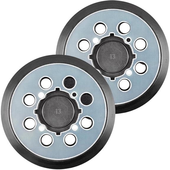 2Pcs 5 Inch Hook and Loop Orbital Sander Pad with 8 Dust Holes and 4 Screw Holes, High-Density Soft Rubber Sanding Pads Compatible with 5" Random Orbital Sanders, Durable Replacement Disc Base