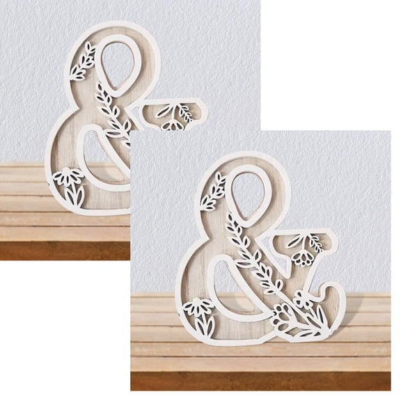 2Pcs 5 Inch Wooden Letters For Wall Decoration Flowers Can Be Painted With Wood Children'S Room Letters Wooden Letters For Crafts Name Signs Wedding Home Decoration Desktop Ornament