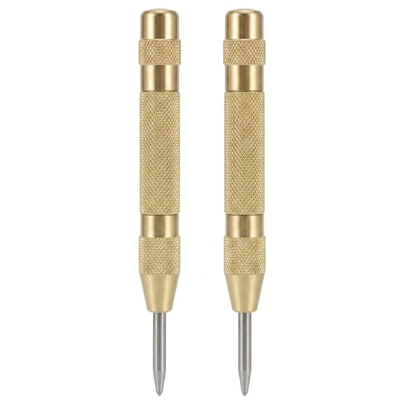 2Pcs 5" Spring Loaded Automatic Center Punch, Adjustable Steel Marking Tool for Metal Wood Plastic Glass