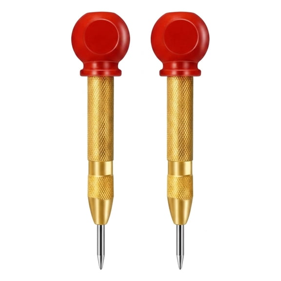 2Pcs 5" Spring Loaded Automatic Center Punch, Adjustable Steel Marking Tool for Metal Wood Plastic Glass
