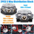 2Pcs 5 Way Power Ground Amp Distribution Block 0 Gauge Input 2/4/8