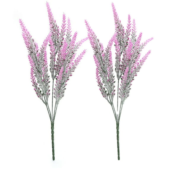 2Pcs 5-fork Simulation Lavender Artificial Flowers for Home Wedding Decoration Clear Plastic