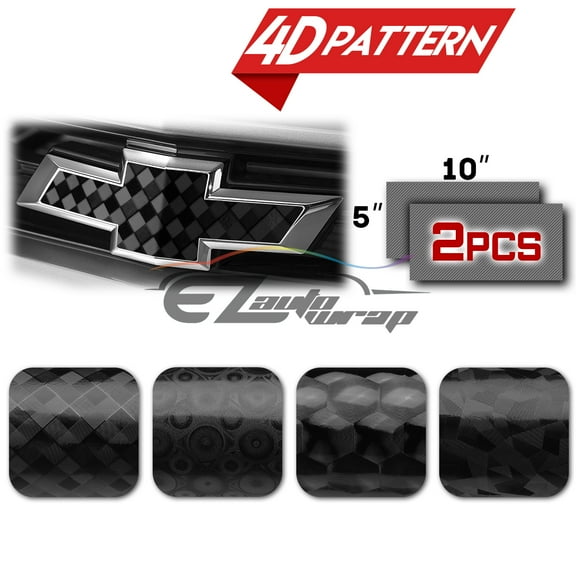 2Pcs 5"x10" Chevy Emblem Bowtie 4D Pattern Triangle Vinyl Wrap Sticker Decal Film Sheet