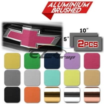 2Pcs 5"x10" Chevy Emblem Bowtie Brushed Aluminum Black Vinyl Wrap Sticker Decal Film Sheet