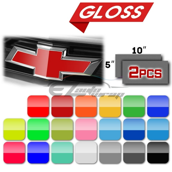 2Pcs 5"x10" Chevy Emblem Bowtie Gloss Fluorescent Green Vinyl Wrap Sticker Decal Film Sheet