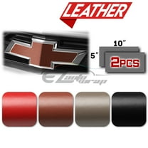 2Pcs 5"x10" Chevy Emblem Bowtie Leather Black Vinyl Wrap Sticker Decal Film Sheet