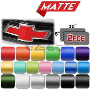 2Pcs 5"x10" Chevy Emblem Bowtie Matte Black Vinyl Wrap Sticker Decal Film Sheet