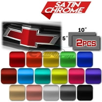 2Pcs 5"x10" Chevy Emblem Bowtie Satin Chrome Black Vinyl Wrap Sticker Decal Film Sheet