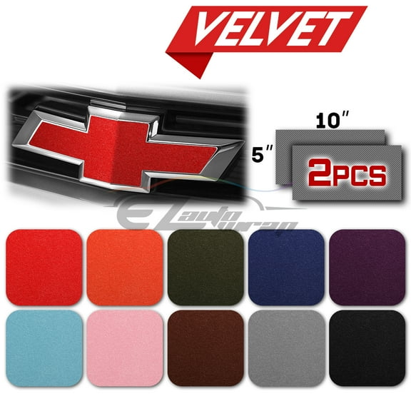 2Pcs 5"x10" Chevy Emblem Bowtie Velvet Black Vinyl Wrap Sticker Decal Film Sheet