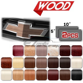 2Pcs 5"x10" Chevy Emblem Bowtie Wood 05 Vinyl Wrap Sticker Decal Film Sheet