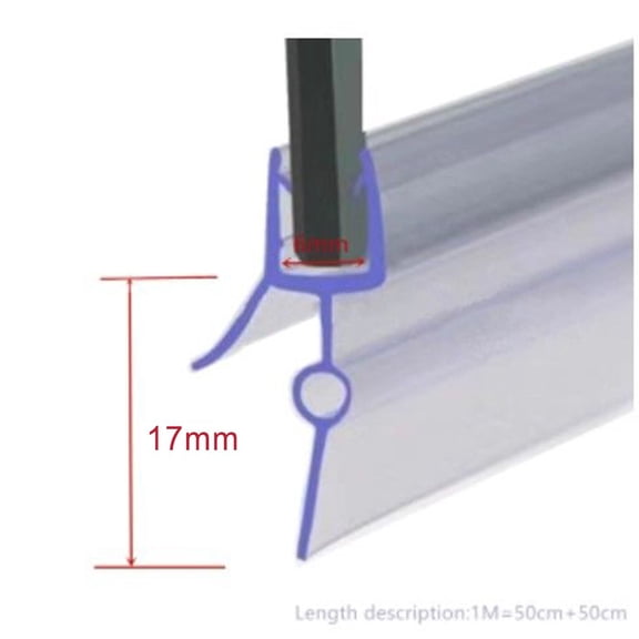 2Pcs 50cm Replacement Seal Shower Door Bottom Seal 6/8/10/12mm Water Deflector