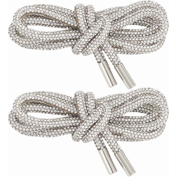 2Pcs 55inch Rhinestone Glitter String 6mm Round Diamond Replacement Tube Rope Bling Drawstring Cords for Sports Pants Sweaters Jackets Hoodies Platinum 2pcs
