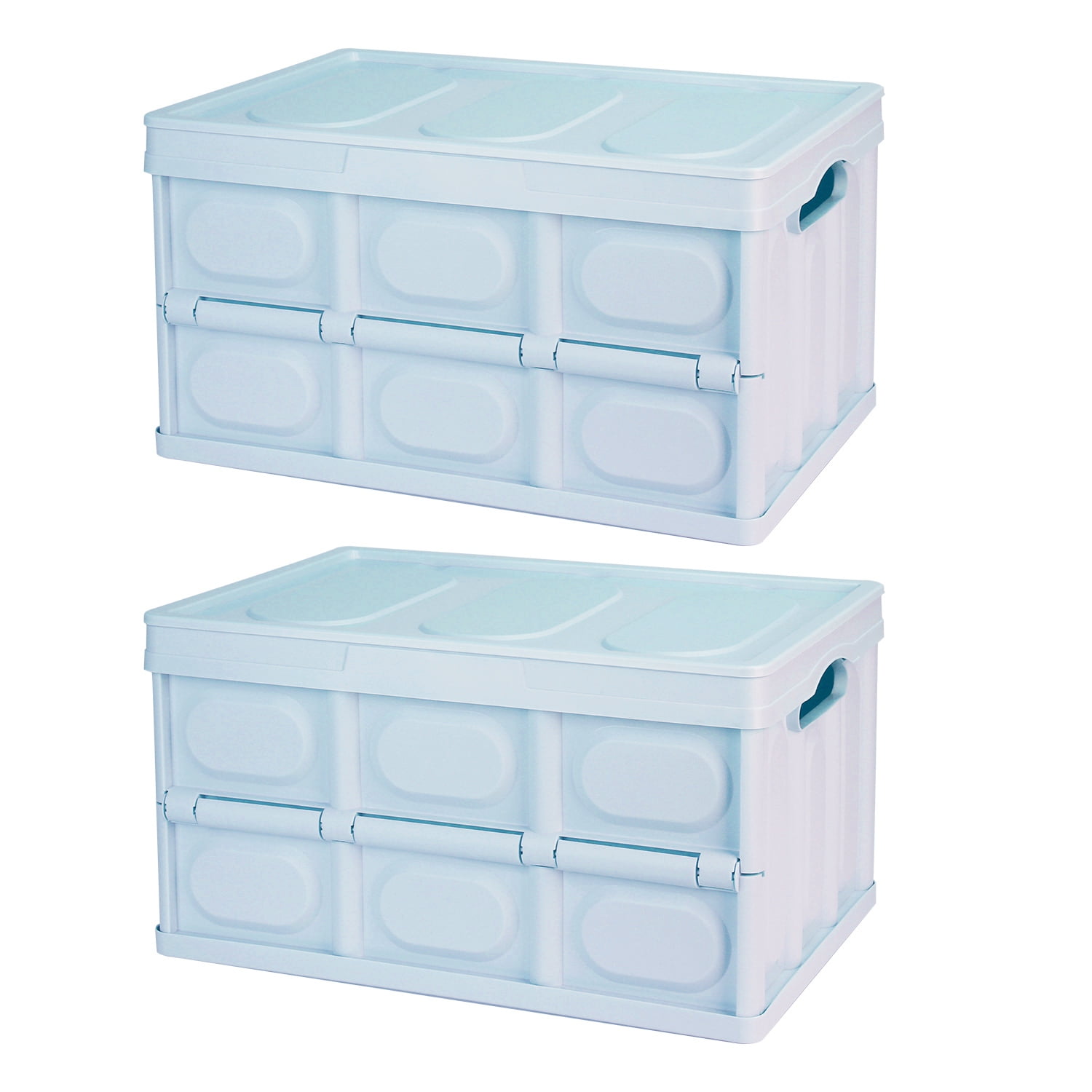 Stackable Bin Color Light 2Pcs 56L Teqhome Foldable Storage Bins Collapsible Storage Box ...