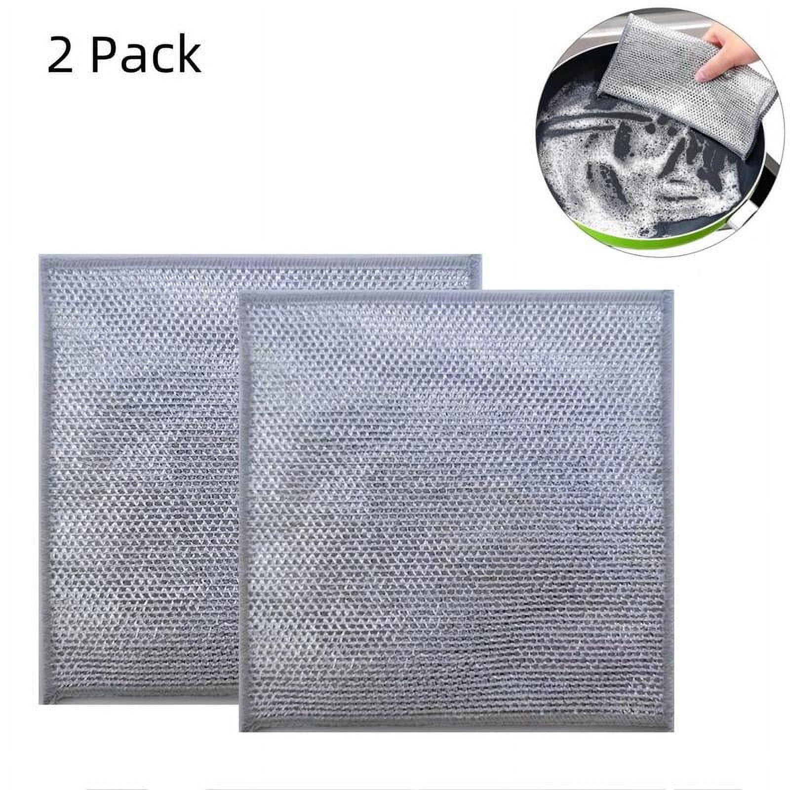 2Pcs/5Pcs Double Layer Wire Dishwashing Rags Non-Scratch Multipurpose ...