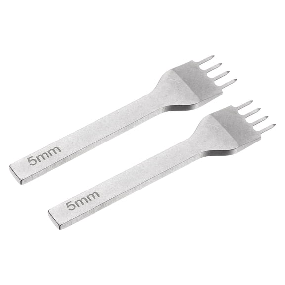 2Pcs 5mm 4 Prong Leather Hole Stitching Punch Tool for Hand Sewing, White