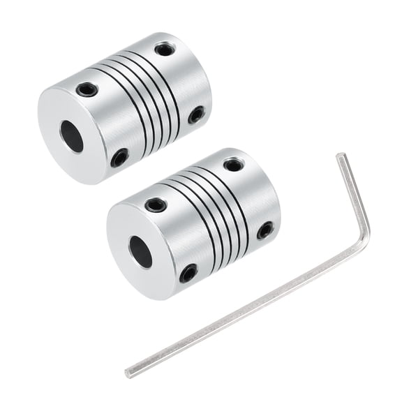 2Pcs 5mm to 6mm Aluminum Alloy Shaft Coupling L25xD19 Flexible Coupler Beam for 3D Printer CNC Machine DIY Encoders and Motors Shaft,Silver