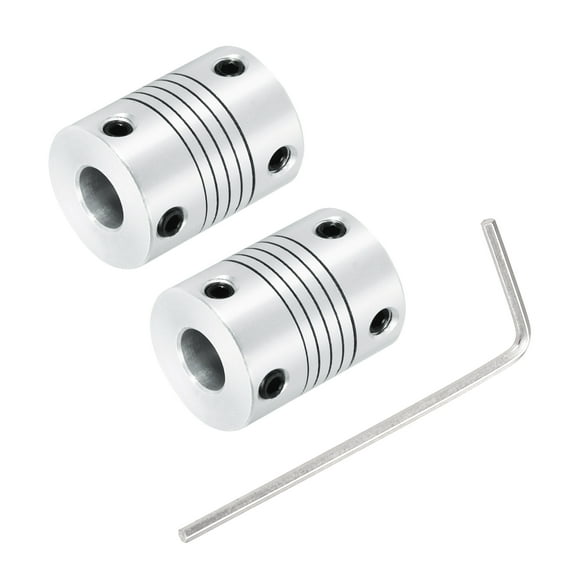 2Pcs 5mm to 8mm Aluminum Alloy Shaft Coupling L25xD19 Flexible Coupler Beam for 3D Printer CNC Machine DIY Encoders and Motors Shaft,Silver