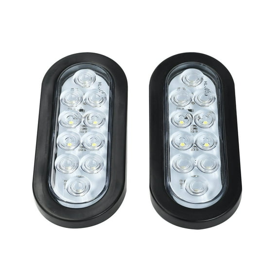 2Pcs 6" 10 LED Oval White Trailer Truck Reverse Backup Tail Light w/Grommet Plug