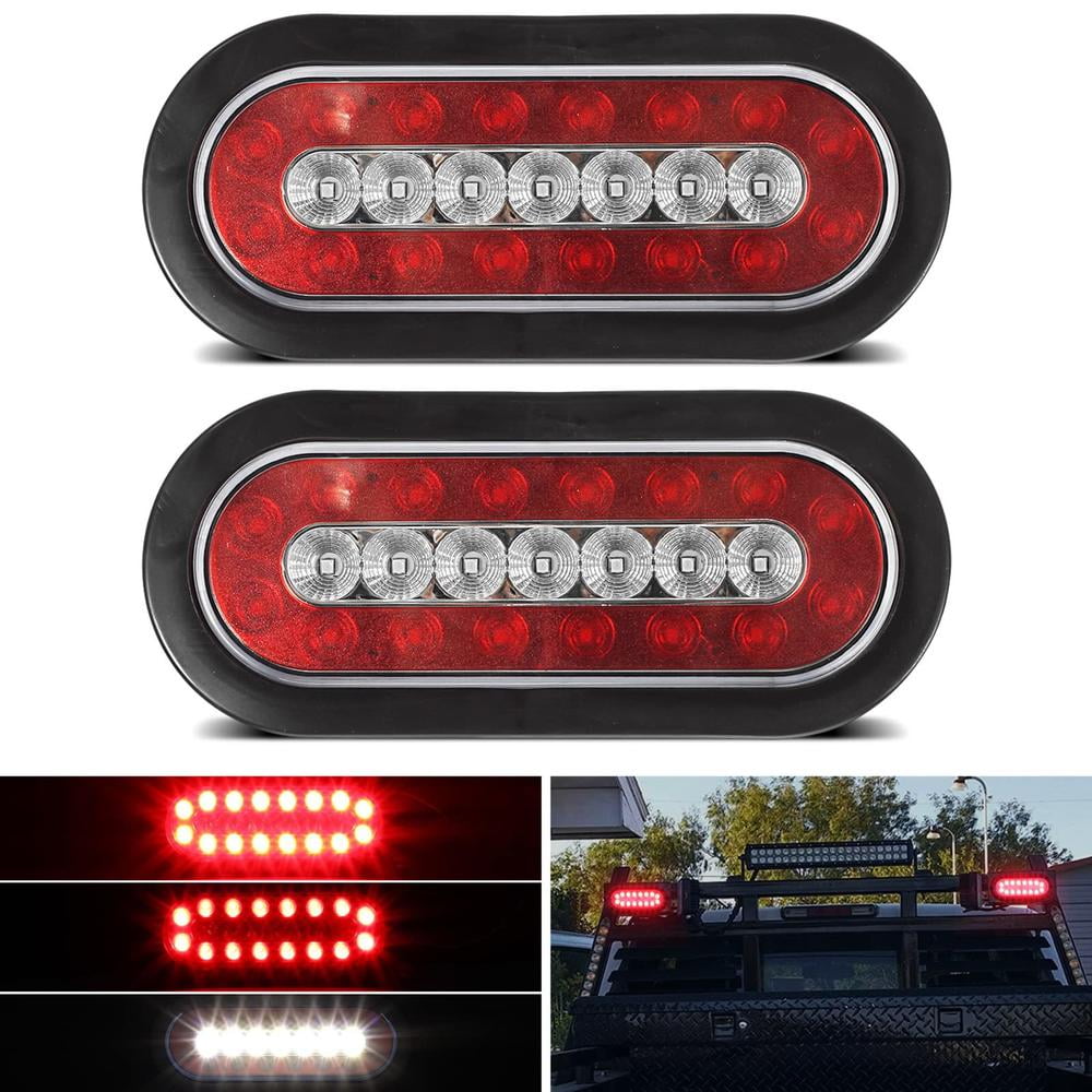 6PCS 6 Inch Oval LED Trailer Lights – 4 Red & 2 White, IP67 Waterproof For Trucks, RVs, Boats