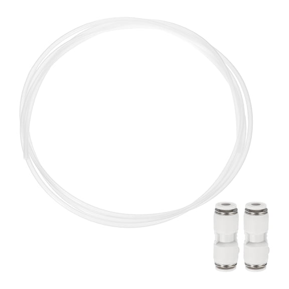 2Pcs 6.56ft Tubing Hose, 3mm ID x 4 mm OD Ultra-Smooth Filament Feeder Tube Pipe with Pneumatic Fittings for Direct Drive Extruder 3D Printer and Gas Conveying Tubing, White