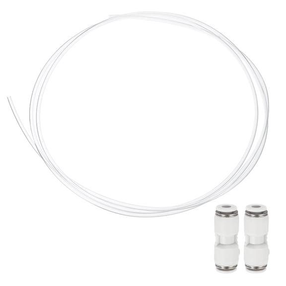 2Pcs 6.56ft Tubing Hose, 3mm ID x 4 mm OD Ultra-Smooth Filament Feeder Tube Pipe with Pneumatic Fittings for Direct Drive Extruder 3D Printer and Gas Conveying Tubing, Clear