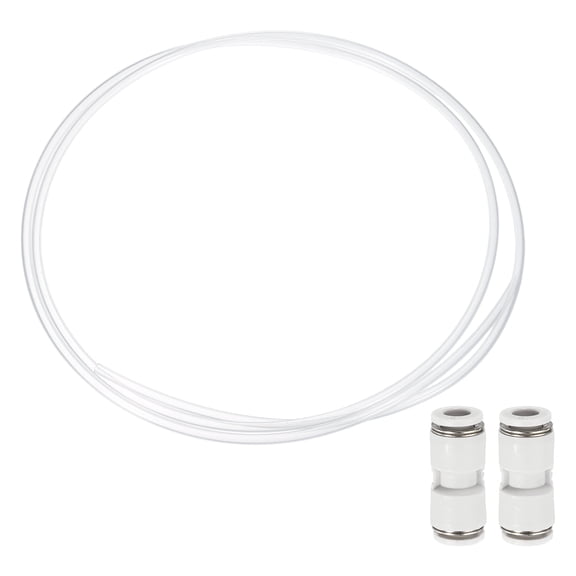2Pcs 6.56ft Tubing Hose, 4mm ID x 6 mm OD Ultra-Smooth Filament Feeder Tube Pipe with Pneumatic Fittings for Direct Drive Extruder 3D Printer and Gas Conveying Tubing, Clear