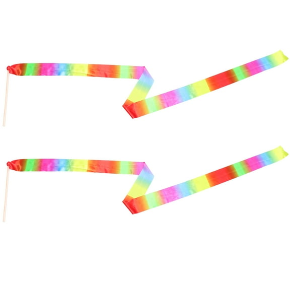 2Pcs 6.6Ft Rainbow Dance Ribbon for Kids Gymnastics