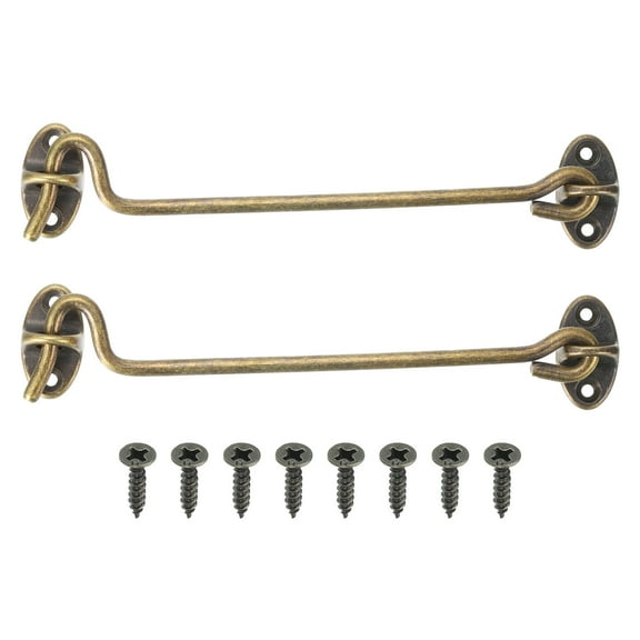 2Pcs 6" Hook and Eyes Catch Door Latch Locks, Brass Cabin Hooks Fastener, Bronze