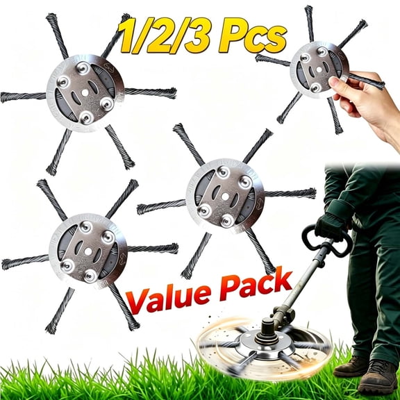 2Pcs 6 Inches Steel Wire Grass Trimmer Head, 2026 New Wire Trimmer Head Replacement for Electric Battery Powered Cordless String Trimmer, Weed Eater, Metal Weed Eater Blade