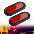 thumbnail image 1 of 2Pcs 6 LED Trailer Truck Stop/Turn/Tail Brake Lights 6" Oval Sealed Mount Red, 1 of 7