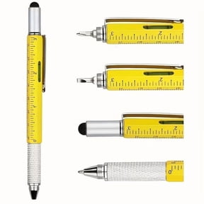 2Pcs 6-in-1 Pocket Genius Pen Multi-Function Tool with Level Screwdriver Stylus Ruler